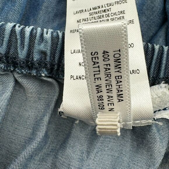 TOMMY‎ BAHAMA | Size Small Off Shoulder Flounce 100% Tencel Denim Dress Pockets - Picture 6 of 8